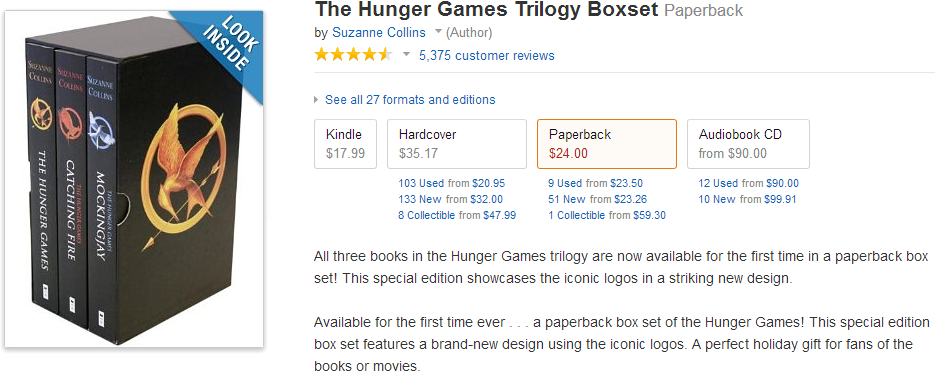 The Hunger games trilogy boxset in paperback
