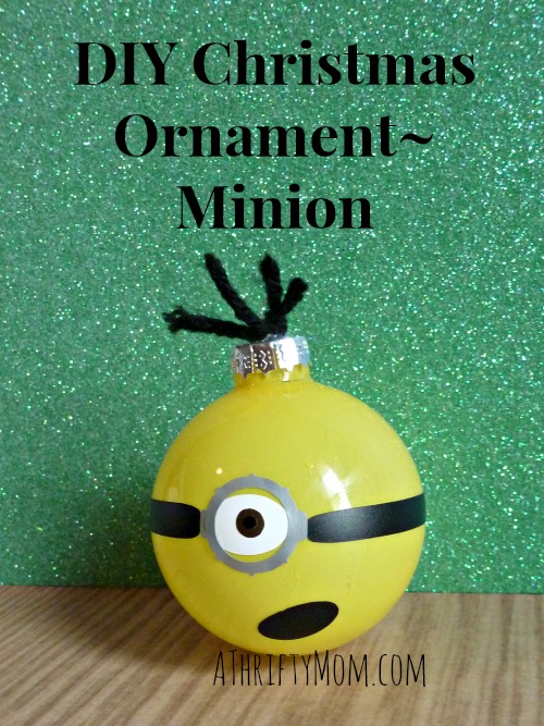 diy christmas ornament~minion, #minion, #despicableme,#christmas, #christmasornament, #ornament, #diy, #thriftygift, #thrifty