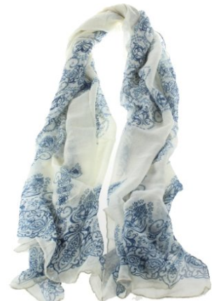 blue and white fashion scarf