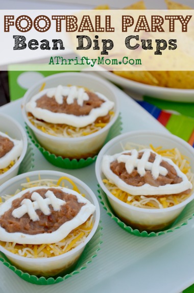 FOOTBALL PARTY Idea Gameday recipe, Football Bean Dip Cups. Easy to make and oh so cute