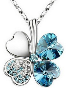 Jewelry ideas for valentines day, FREE shipping  hearts 4 blue necklace
