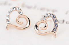 Jewelry ideas for valentines day, FREE shipping  hearts gold earring