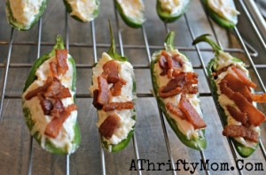 Stuffed Jalapenos With Crispy Bacon, quick and easy recipe, party Recipes, Superbowl Recipes. Can't wait to try this recipe. TIP put them on a wire rack while cooking so the cheese does not slide out while baking.