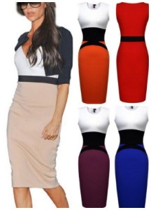 Womens Celebrity Midi Contrast Bodycon Pencil Dress