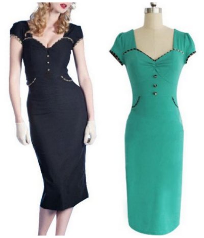 Womens Vintage Rockabilly Pinup Stretch Party Evening Pencil Dress