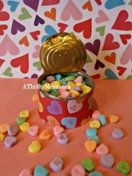 candy in a can, #thriftygift, #valentinesday, #valentine, #thriftycraft, #candy, #can, #sweethearts,