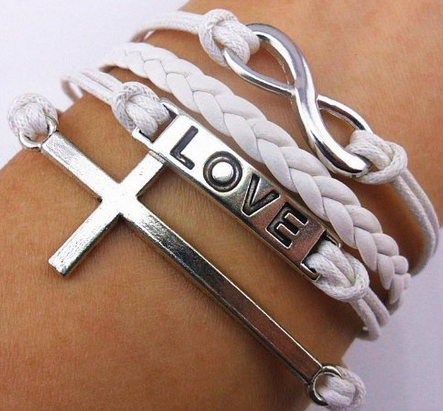 cross bracelet white, great gift idea for Valentines day WOW on sale too