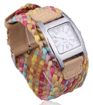 leather braided ladies watch