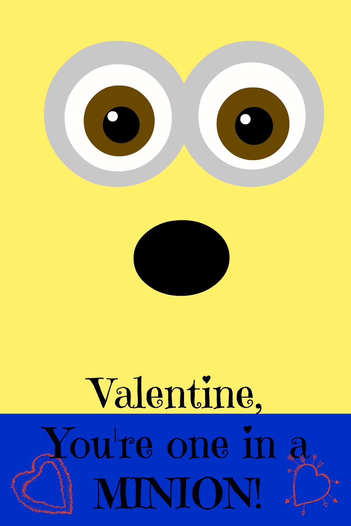 minion printable valentine, #minion, #valentine, #printable, #despicableme, #oneinaminion