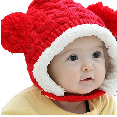 red baby hat with pom poms, amazon FREE shipping