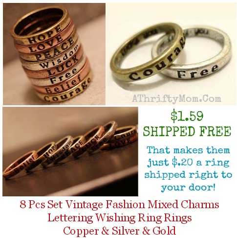 word rings on sale and shipped free, makes a great valentines gift idea or even for a best freind.  Teens or tweens would love these as well