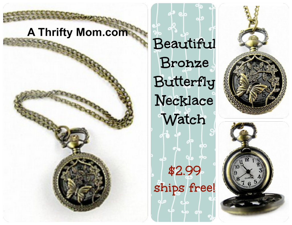 Bronze Butterfly Necklace Watch3
