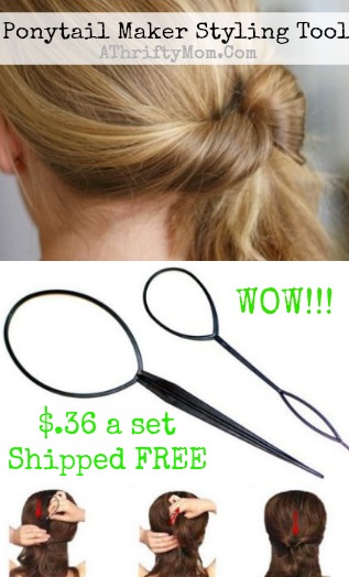 Pony Tail Style tool, ONLY 36 cents plus is SHIPS FREE with no minimum order. Perfect for teen girls, #fashion #ponytail #updo #easyHairIdeas #FreeShipping