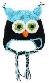 owl hat blue and black ...OH MY GOODNESS this is so cute #owl #owls #hat