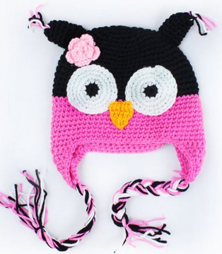 owl hat pink and black ...OH MY GOODNESS this is so cute #owl #owls #hat