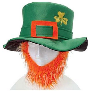 st patricks day GREEN hat and beard shipped FREE