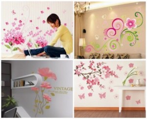 vinyl wall decal pink flowers