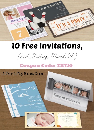 10 Free Invitations, pays $4.00 (ends Friday, March 28) HURRY and grab this freebie