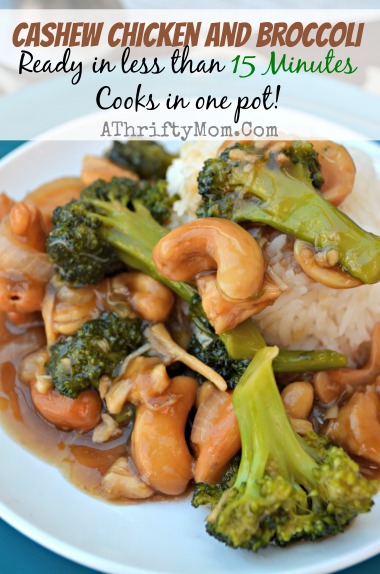 Cashew Chicken and Broccoli, one pot meal ready in less than 15 minutes. Quick Meal ideas #CashewChicken, #BroccoliChicken, #Recipe ,jpg