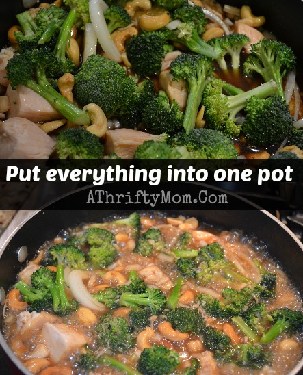 Cashew Chicken and Broccoli, one pot meal ready in less than 15 minutes. Quick Meal ideas #CashewChicken, #BroccoliChicken, #Recipe