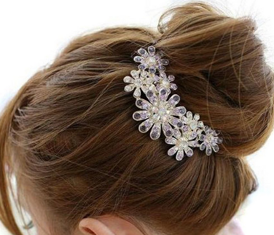 Jewelry flower crystal hair comb