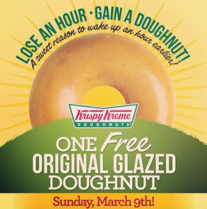 Krispy Kreme free doughnut offer Sunday, March 9