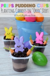 Peeps In the Dirt Pudding Cups, with OREO Dirt.  Quick and Easy Easter Dessert #Peeps, #Easter, #Pudding, #Oreos