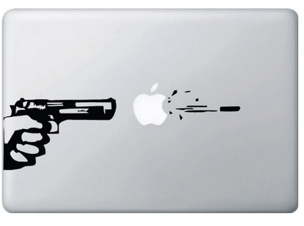 apple and gun decal for your macbook, laptop or tablet