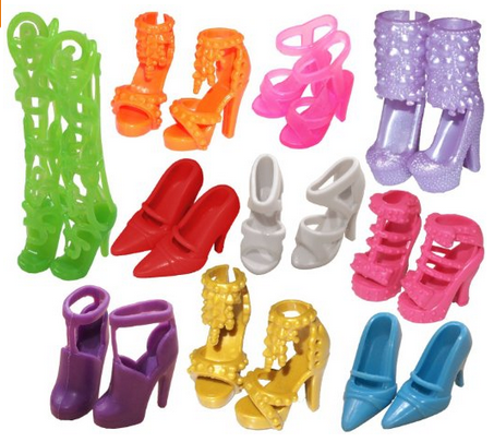 barbie shoes, great price on these.  HIDE them in easter eggs for a great NON FOOD treat for your kids on Easter