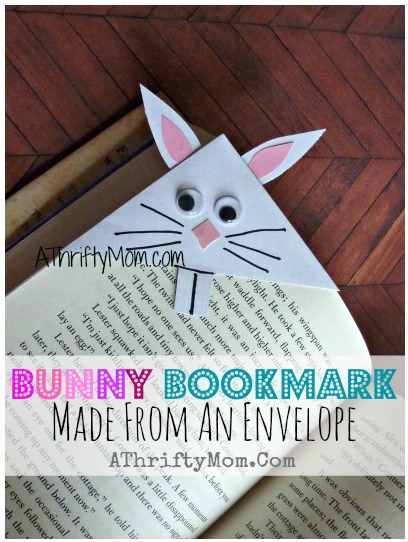 bunny bookmark made from an envelope, WHAT A CUTE and simple idea #KidCraft, #Kids, #BookMark, #Easter