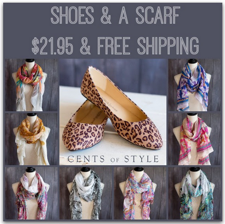 shoes and a scarf sale, free shipping TODAY only