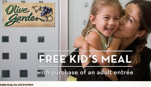 FREE Kids Meal at Olive Garden, Kids Eat Free at Olive Garden, Olive Garden Coupon