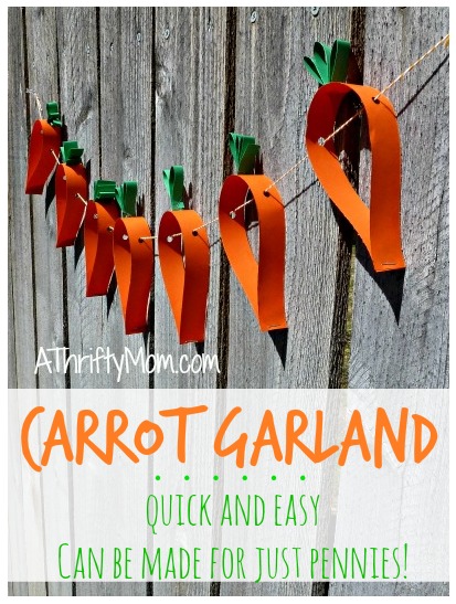 carrot garland, quick and easy EASTER decoration that can be made for just pennies #easter, #Carrots, #DIY, #LowCostDecorations