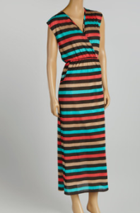 coral striped maxi dress
