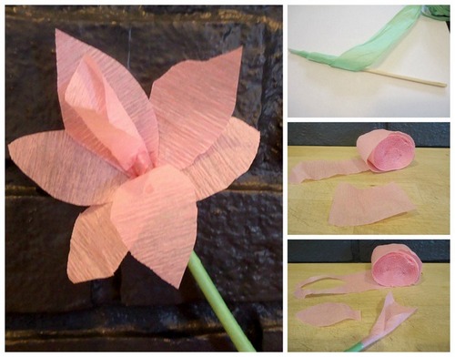 pink paper flower step by step