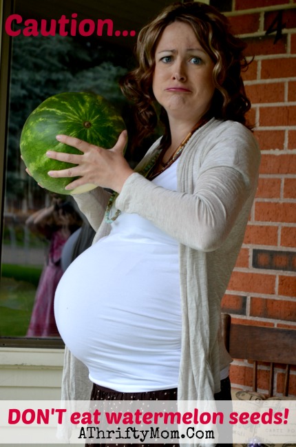 Caution DON'T eat watermelon seeds.... LOL. 37 weeks pregnant #Silly #Watermelon #Pregnancy #BabyBump
