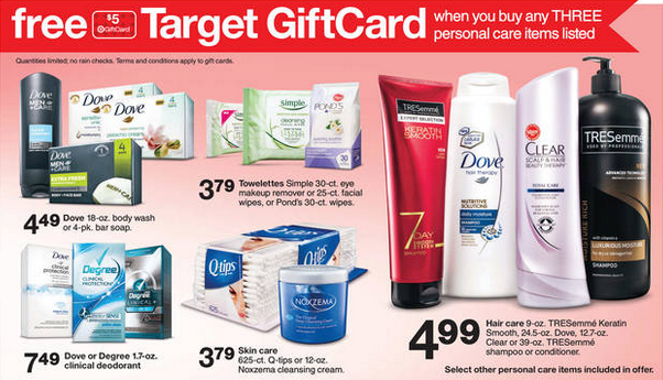 Free Target gift card when you buy 3 participating items