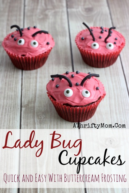 Lady Bug Cupcakes quick and easy idea perfect for picnics or kids parties. Buttercream Frosting Recipe