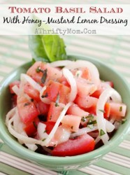 Tomato Basil Salad with Honey-Mustard Lemon Dressing #Salad, #SummerRecipe, #recipe, #Healthy, #CleanEating