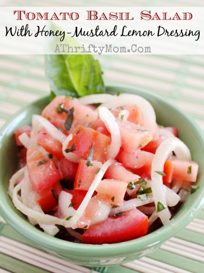 Tomato Basil Salad with Honey – Mustard Lemon Dressing #Salad #CleanEating