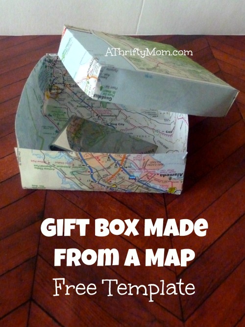 Gift Box Made From a Map ~ Free Template