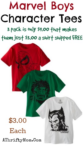 marvel Boys 3 pack t shirts low as 3 dollars each shipped FREE #SuperHero, #Boys, #Marvel