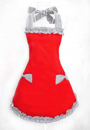 Apron Red and White