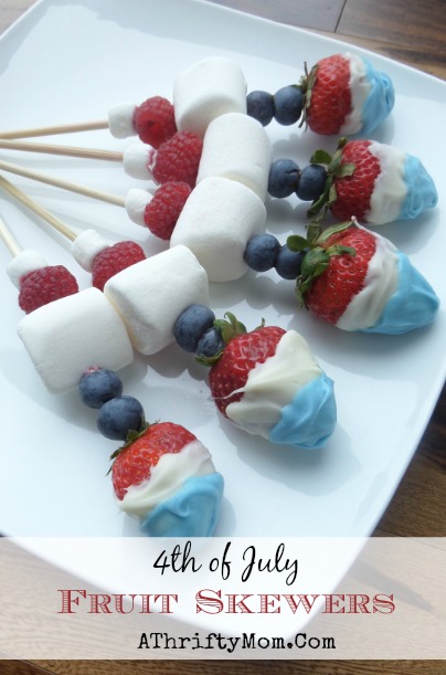 Fruit kabobs for 4th of July, perfect for summer