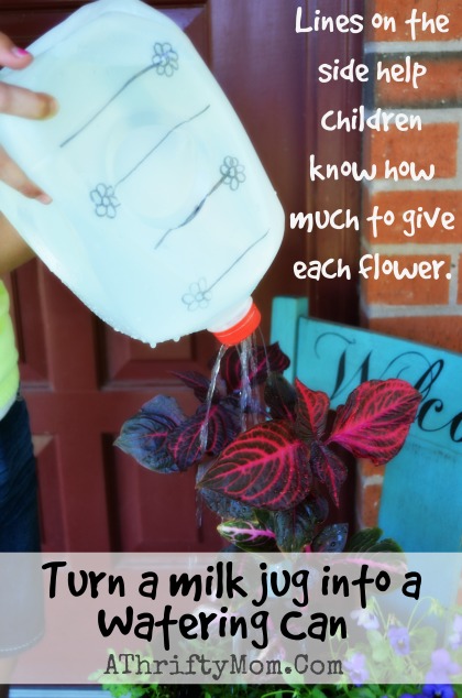 Garden Watering Jug, Helps kids know how much water to give each plant in a nice gental shower #DIY, #garden
