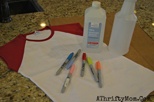 Tie-Die Shirts with sharpie markers, make Fire Work shirts for the 4th of July all you need is a sharpie, and a spraybottle #TieDie, #DIY, #Crafts, #Kids