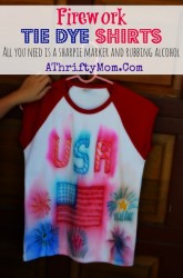 Tie dye Shirts with sharpie markers, make Fire Work shirts for the 4th of July all you need is a sharpie, and a spraybottle #TieDie, #DIY, #Crafts, #Kids