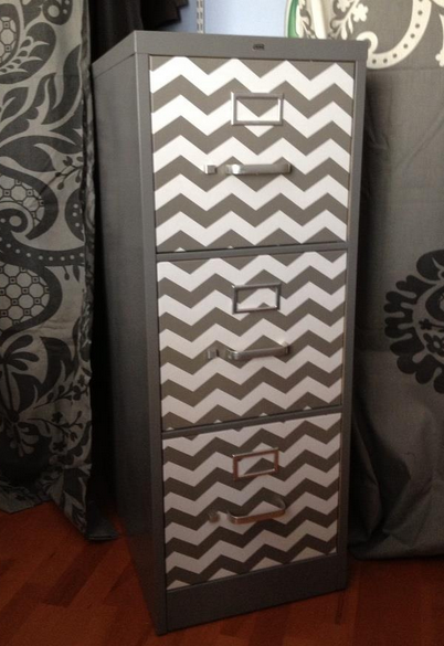 Chevron Filing Cabinet Made With Chevron Print Contact Paper Diy