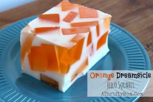 Orange Dreamsicle Jello Squares, COOL summer treats #Recipe, #Food, #Fanta, #BlueBell