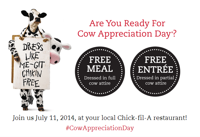 free meal if you dress like a cow